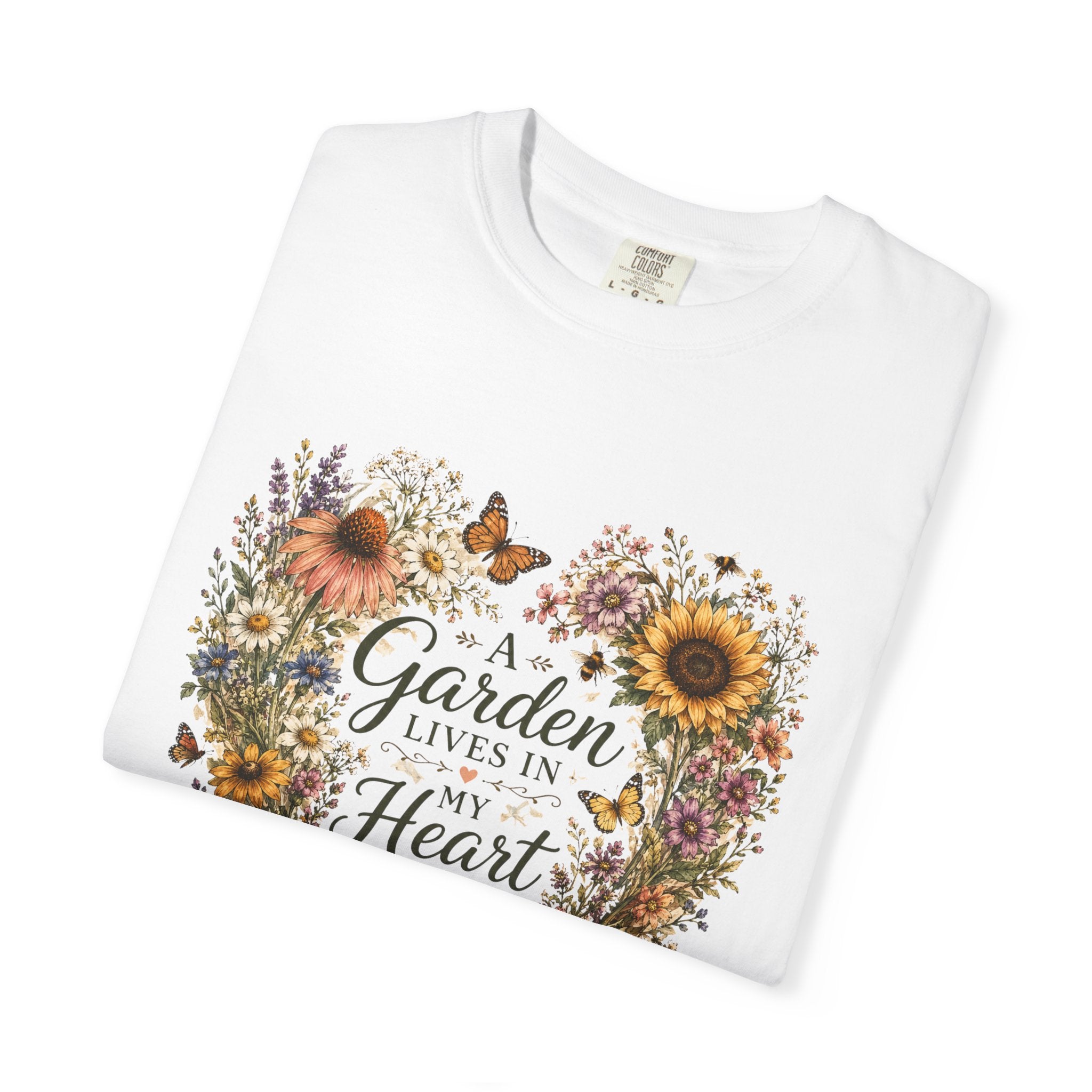 A Garden Lives In My Heart – Vintage Wildflower Wreath Shirt, Cottagecore Floral Garden Lover Gift