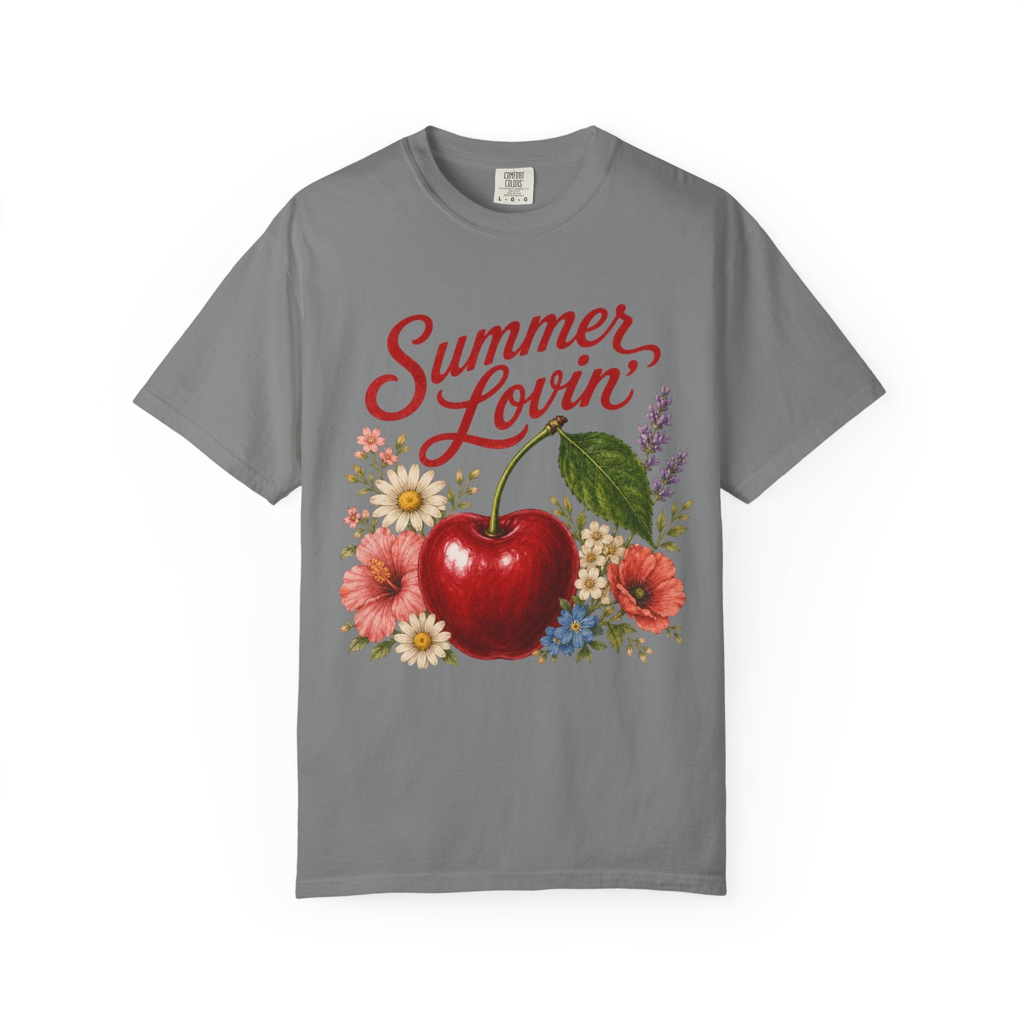 Vintage Cherry Floral Tee — "Summer Lovin'" Cottagecore Fruit-Lover Shirt