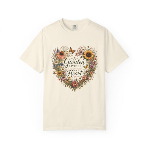 A Garden Lives In My Heart – Vintage Wildflower Wreath Shirt, Cottagecore Floral Garden Lover Gift