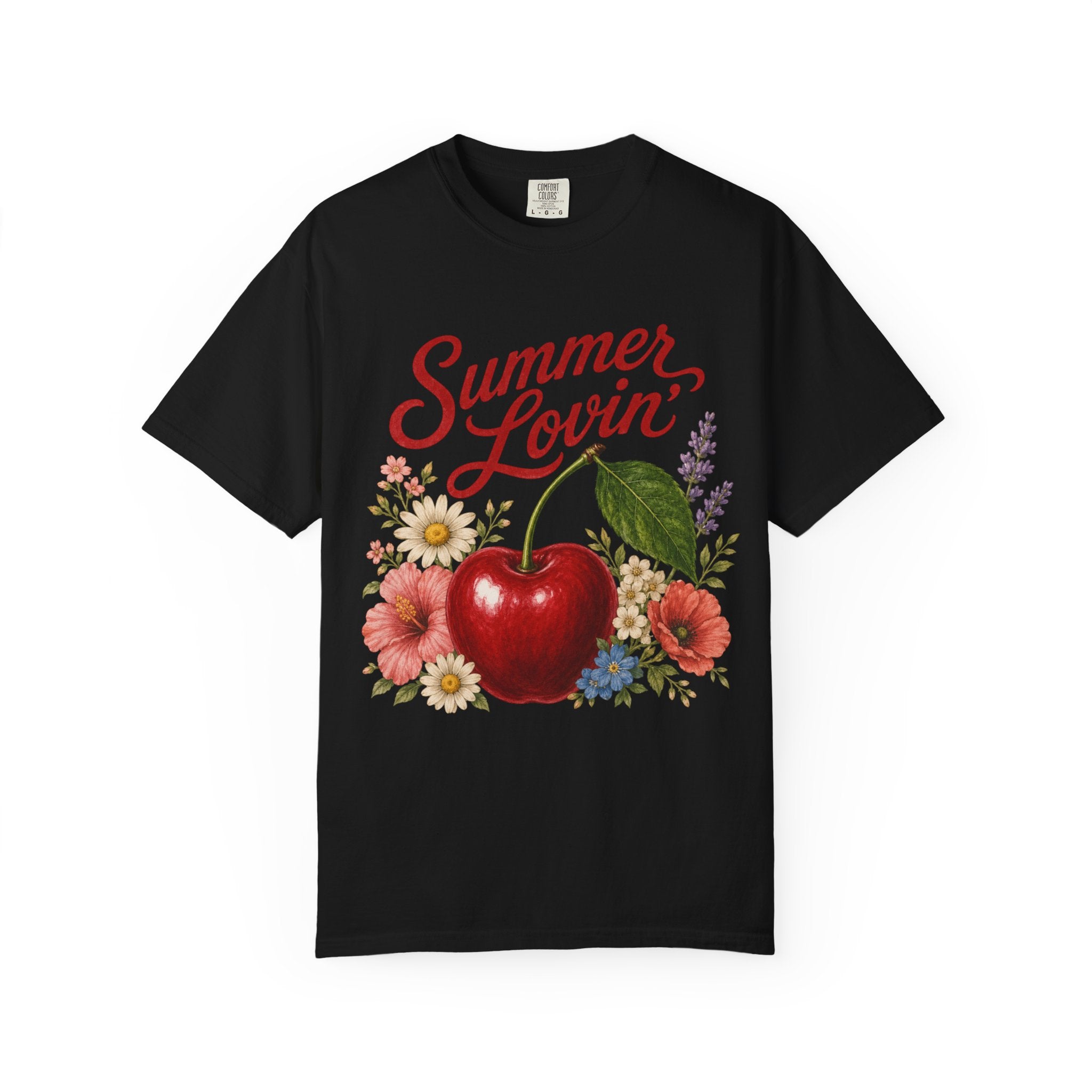 Vintage Cherry Floral Tee — "Summer Lovin'" Cottagecore Fruit-Lover Shirt