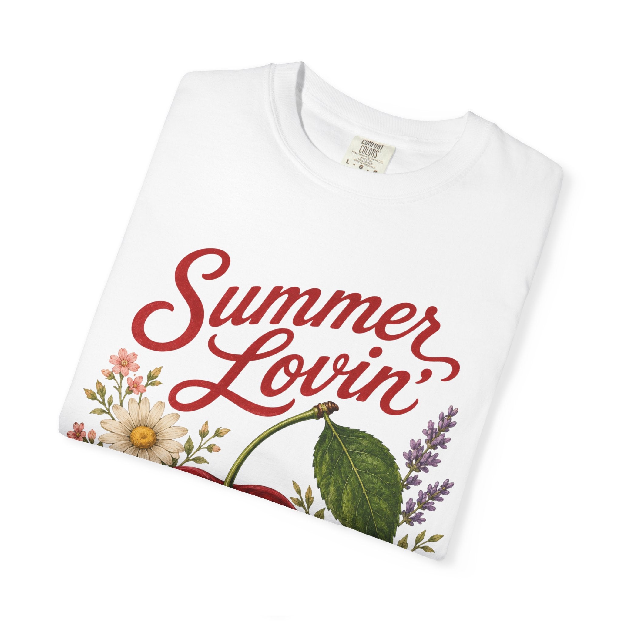Vintage Cherry Floral Tee — "Summer Lovin'" Cottagecore Fruit-Lover Shirt