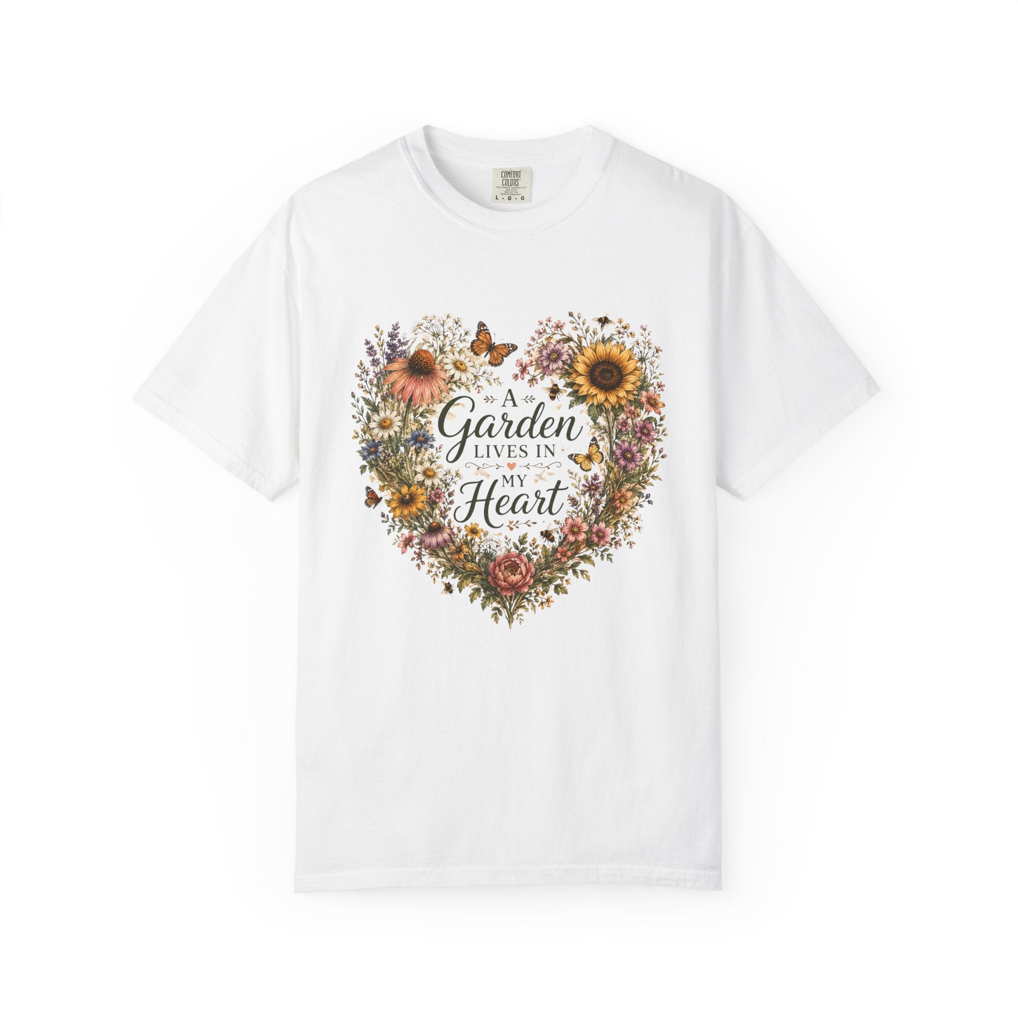 A Garden Lives In My Heart – Vintage Wildflower Wreath Shirt, Cottagecore Floral Garden Lover Gift