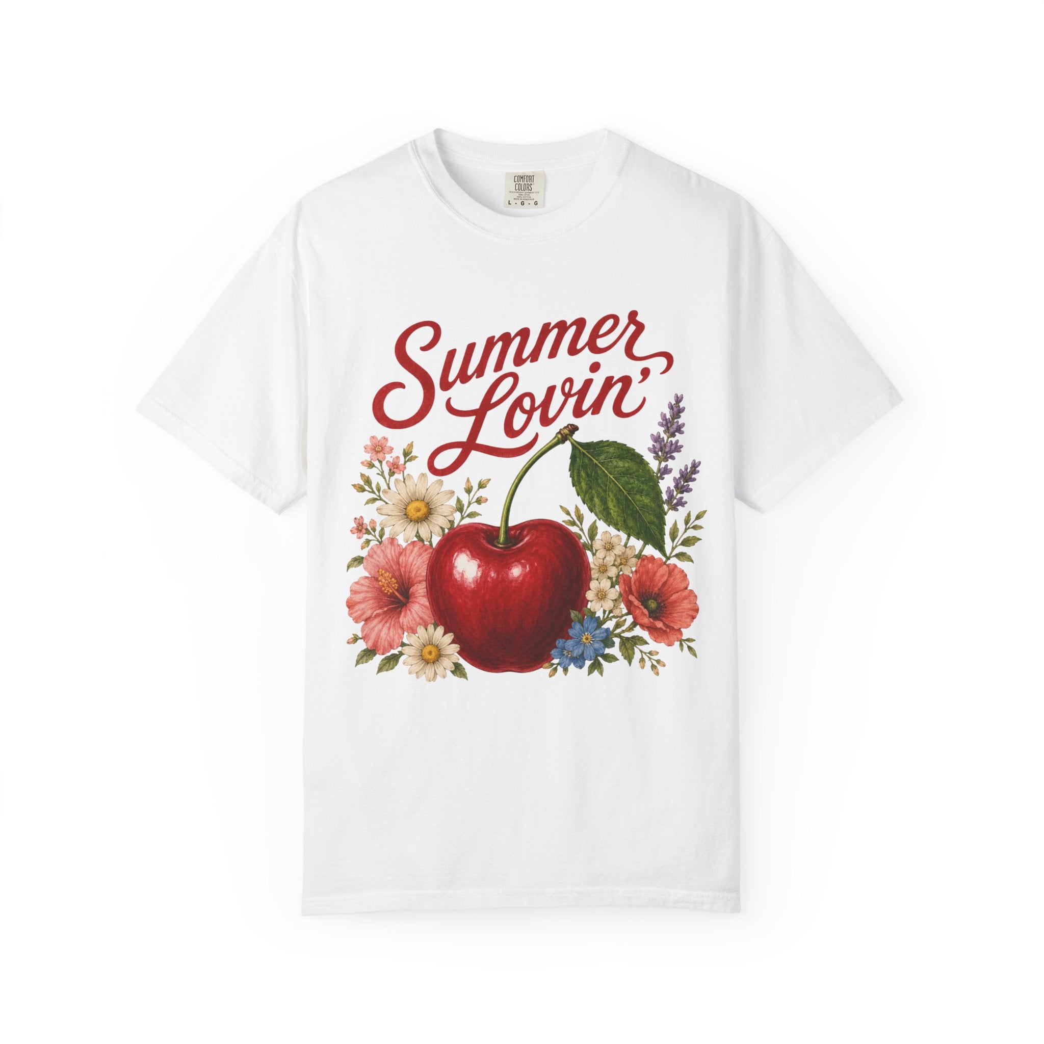 Vintage Cherry Floral Tee — "Summer Lovin'" Cottagecore Fruit-Lover Shirt