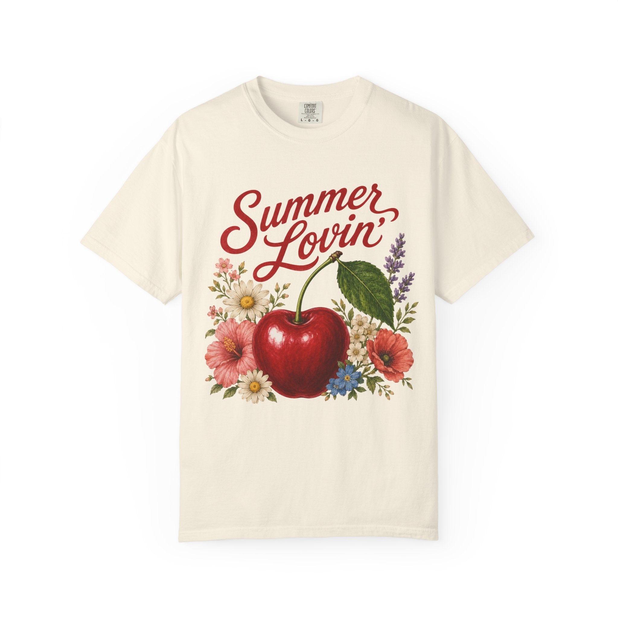 Vintage Cherry Floral Tee — "Summer Lovin'" Cottagecore Fruit-Lover Shirt